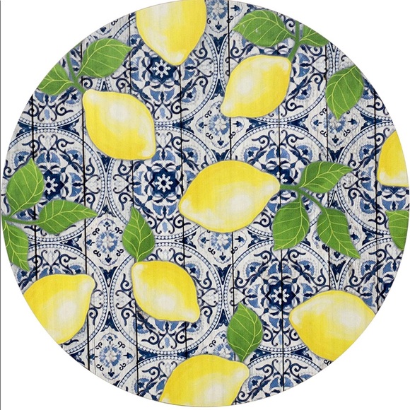 Boston Warehouse Blue and White Lemons Lazy Susan, 12 inch - Picture 3 of 4